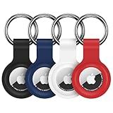 Compatível Com AirTag Case Keychain Air Tag Case Holder Silicone Air Tags Keyring Cases Air Tags Chaveiro Compatível Com Apple AirTag GPS Localizadores De Itens Acessórios 4 Pack