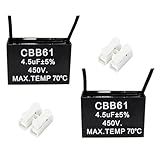 CompStudio 2 Peças 4 5UF 450V AC CBB61 Capacitor Para Ventilador De Teto 2 Fios 50 60Hz Preto
