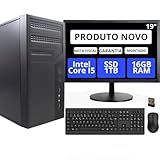 Computador Completo Intel Core I5 16GB Ram Com SSD Monitor 19 Ultra Rápido Pc Hdmi Wi Fi Teclado E Mouse Option Soluções SSD 1 TB 