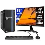 Computador Completo Intel Core I7 16GB SSD 480GB Monitor 19 4 Núcleos Super Turbo Pc Hdmi Teclado E Mouse Strong Tech