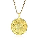 COMTRUDE Selos De 7 Colares Com Pingente De Amuleto De Aço Inoxidável Pentagrama De Bruxa Masculino Com Pingente De Tetragrammaton