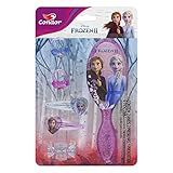 Condor Kit Frozen Contém Escova De Cabelo Oval E Almofadada Presilha De Cabelo Ana Presilha De Cabelo Elsa Prendedor De Cabelo Anel Ana E Anel Elsa Todos Os Tipos De Cabelos Multicor