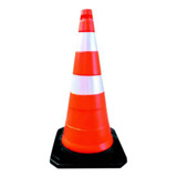 Cone De Trânsito Com Base Pesada Quadrada Laranja E Branco