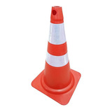 Cone Flexível 75 Cm Com Faixa Refletiva Laranja E Branco