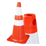 Cone Sinalização Segurança Pvc 50cm Branco laranja Trânsito