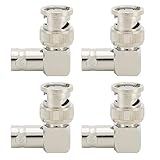 Conector Adaptador 4 Peças BNC Macho Para BNC Fêmea ângulo Reto Cotovelo Conector 50 Ohms Conector De Latão Para Placas De Parede Coaxial