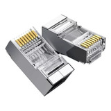 Conector Blindado Cat6 Rj45 Pacote Com 10 Unidades