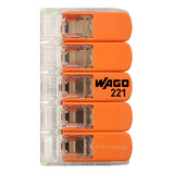 Conector Emenda Wago 5 Vias 4mm Transparente 221 415 10pçs