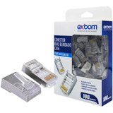 Conector Exbom Blindado Rj45 Cat6 Pacote C 100 Unidades