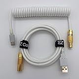 Conector Fino De Cabo Enrolado Branco Para Teclados Mecânicos 1 5 M USB C Fino Branco 