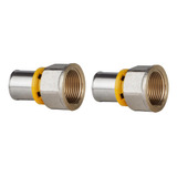 Conector Gás Tubo Pex Prensar 20mm X1 2 Fêmea Fixo Kit 2 Pçs