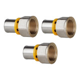 Conector Gás Tubo Pex Prensar 20mm X1 2 Fêmea Fixo Kit 3 Pçs