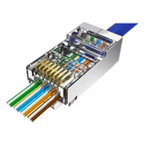Conector Lan Ethernet Rede Rj45 Cat5 Blindado 100pç Nf