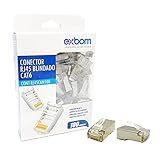 Conector RJ45 CAT6 Blindado Em Metal 8P8C Suporta Gigabit Ethernet Cx C 100 Un Exbom RJ45C6M100