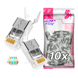 Conector Rj45 Cat8 Blindado 10 Unidades C Guia Passante nf