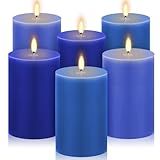 Conelist Conjunto De 6 Velas De Pilar 5 X 7 6 Cm Velas Coloridas Para Natal Casamento Relaxamento Spa Igreja Mesa De Jantar Decoração De Casa Azul Marinho Gradiente 