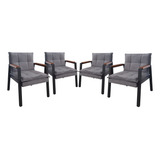 Conj 04 Poltrona Estilo Industrial Braço De Ferro Fortaleza