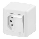 Conj 1 Interruptor Simples 1 Tomada 10a Ilumi Slim Box