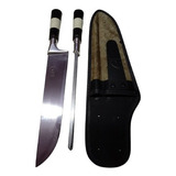 Conj 10 Faca Aço Inox E Chaira Chifre osso Torneado B cour