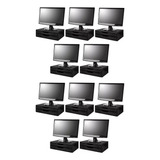 Conj 10 Suportes Monitor Mdf Black Piano 2 Gavetas Black