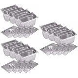 Conj 12 Cubas Gastro Inox 1 4x100 Mm 2 7 Lts 12 Tampa Inox