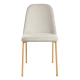 Conj 2 Cadeiras Lucille Pés Dourado Linho Cru Off White