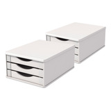 Conj 2 Cx Arquivo Gaveteiro Mdf Branco 3 Gavetas Brancas