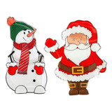 Conj 2 Petisqueiras Papai Noel E Boneco De Neve Vidro
