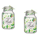 Conj 2 Pote Hermético De Vidro Fido Fecho De Metal 3000 Ml