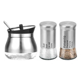 Conj 3 Pçs Saleiro Pimenteiro Açucareiro De Mesa Luxo 