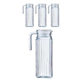 Conj 4 Jarras Suiça Transparente De Vidro Água 1l C Tampa