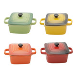 Conj 4 Mini Panelinha Caçarola De Porcelana Coloridas 150ml