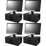 Conj 4 Suportes P Monitor Mdf Black Piano 3 Gavetas Black