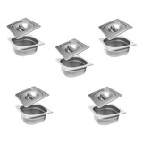 Conj 5 Cuba Gastro Inox Gn 1 6x65 Mm 1 Litro 5 Tampa Inox