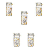 Conj 5 Potes Hermético De Vidro Fido Fecho De Metal 1500 Ml