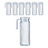 Conj 7 Jarras Suiça Transparente De Vidro Água 1l C Tampa