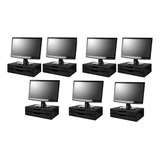 Conj 7 Suportes Monitor Mdf Black Piano Com 2 Gavetas Black