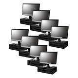 Conj 8 Suportes Monitor Mdf Black Piano 2 Gavetas Black