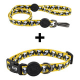 Conj Guia E Coleira Cachorro Snoopy Charlie Brown Zoozpet P