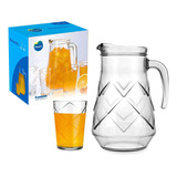 Conj Maracatu Jarra 4 Copos De Suco Agua Vidro Buffet Casa
