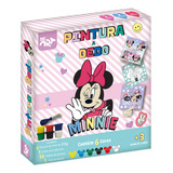 Conj Pintura A Dedo Infantil C 6 Cores E Pincel Minnie