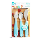 Conj Talheres Infantil Com Garfo Faca E Colher Munchkin Azul