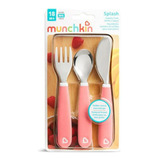 Conj Talheres Infantil Com Garfo Faca E Colher Munchkin Rosa