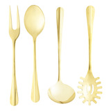 Conj Utensílios Cozinha Inox Dourado Positano 4 Peças Lyor
