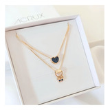 Conjunto 01 Pingente Menino E Colar Coração Banhado A Ouro Cor Dourado