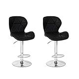 Conjunto 02 Banquetas Slim Couro Pu Regulagem De Altura Preta