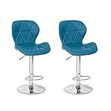 Conjunto 02 Banquetas Slim Couro Pu Regulagem De Altura Turquesa