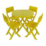 Conjunto 1 Mesa 4 Cadeira Dobrável Plástico Bar Varanda Açaí