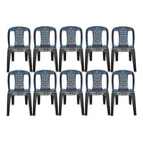 Conjunto 10 Cadeiras Plásticas Preta Bistrô