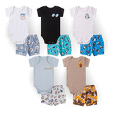 Conjunto 10 Peças Body Shorts Manguinha Bebe Tipo Carters